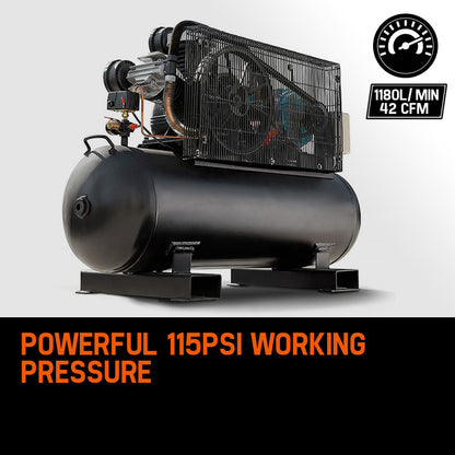 7.5kW Industrial Air Compressor, 150L, 415V 3-Phase, 115PSI Output