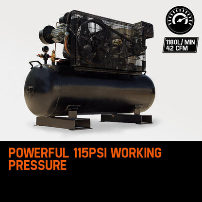 18HP Petrol Air Compressor with 150L Tank and Electric Start, 115PSI Output