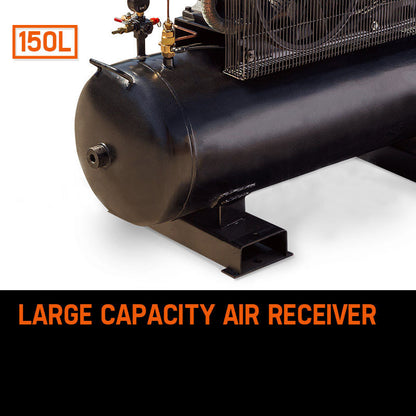18HP Petrol Air Compressor with 150L Tank and Electric Start, 115PSI Output