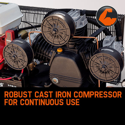 18HP Petrol Air Compressor with 150L Tank and Electric Start, 115PSI Output