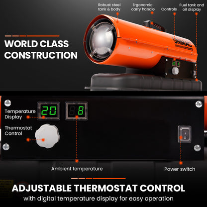 20kW Diesel Industrial Space Heater with 300m² Coverage and 10hr Runtime