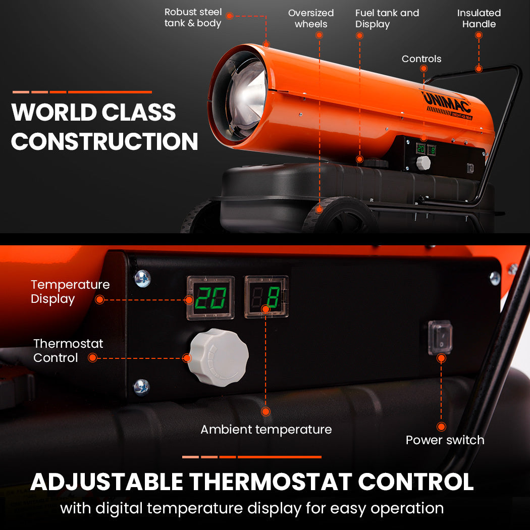 30kW Industrial Diesel Heater with 0.42m² Coverage and 15-Hour Runtime