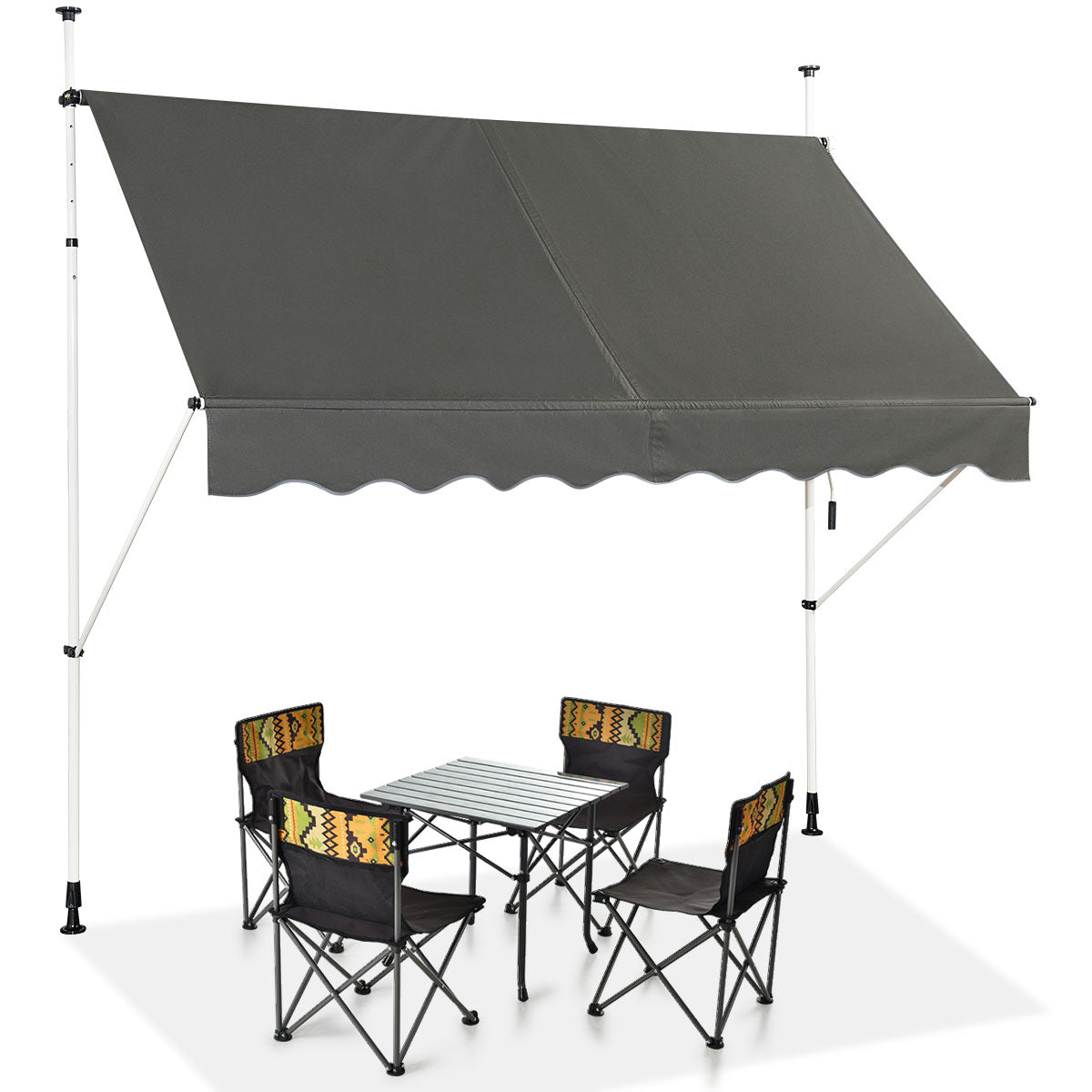 Telescopic Awning Sun Shade with Manual Crank Handle for Window Balcony Garden-2.5M