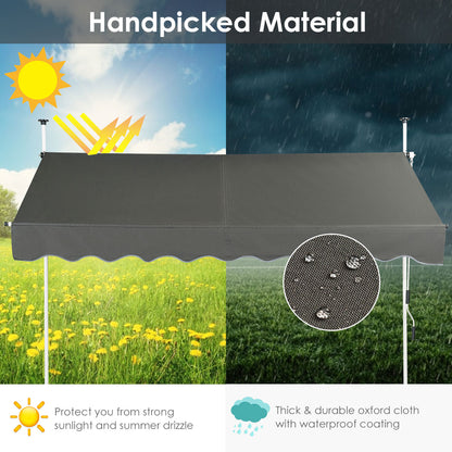 Telescopic Awning Sun Shade with Manual Crank Handle for Window Balcony Garden-2.5M
