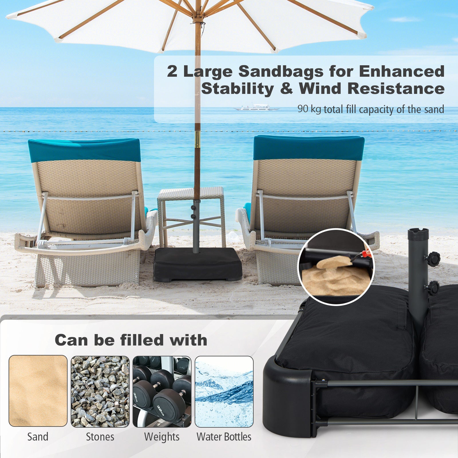 90 kg Patio Umbrella Base Large Outdoor Umbrella Stand