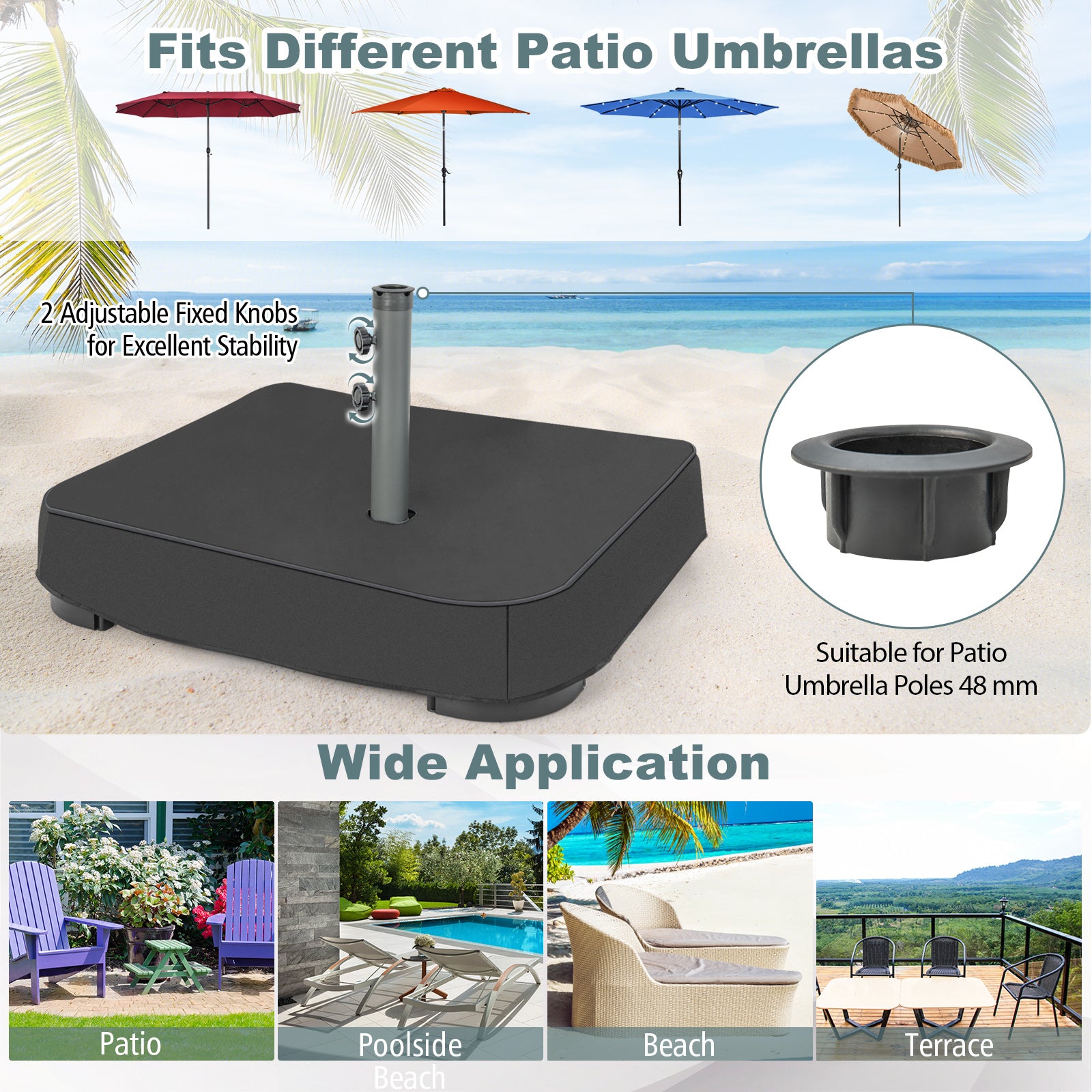 90 kg Patio Umbrella Base Large Outdoor Umbrella Stand