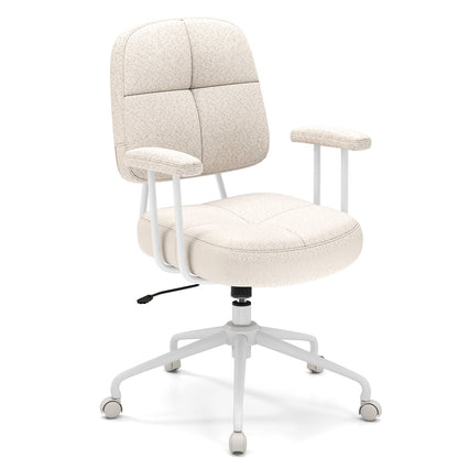Upholstered Task Chair with Cushioned Back and Padded Armrests-Beige