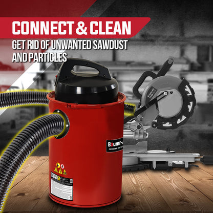 Portable 1.1 kW Dust Collector with 2m Hose and 50L Tank for Workshops