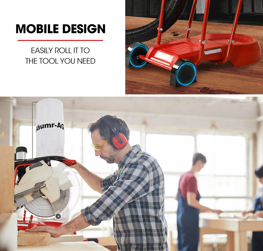 Mobile Dust Collector Cyclone System for Home Woodworking Workshop, 75L Capacity