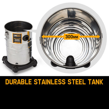 30L Stainless Steel Wet/Dry Vacuum Cleaner with 2000W Motor and Blower Function