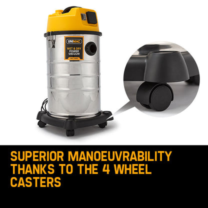 30L Stainless Steel Wet/Dry Vacuum Cleaner with 2000W Motor and Blower Function