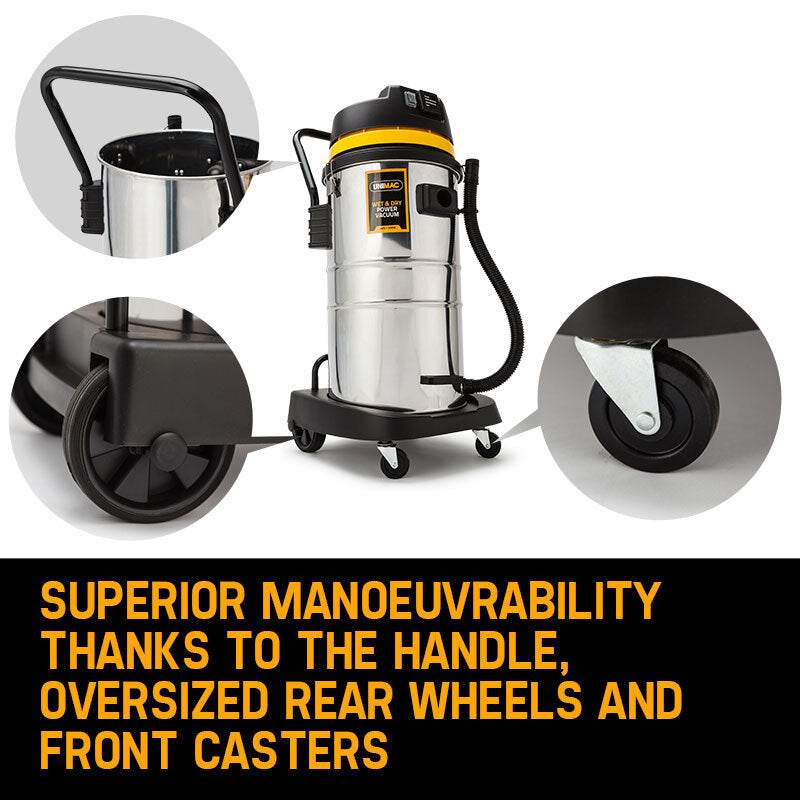 60L 2000W Stainless Steel Wet/Dry Vacuum with Tilt System and Attachments