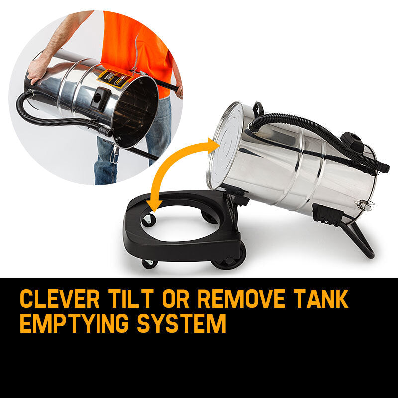 60L 2000W Stainless Steel Wet/Dry Vacuum with Tilt System and Attachments