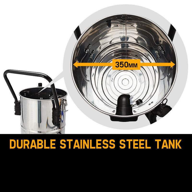 60L 2000W Stainless Steel Wet/Dry Vacuum with Tilt System and Attachments