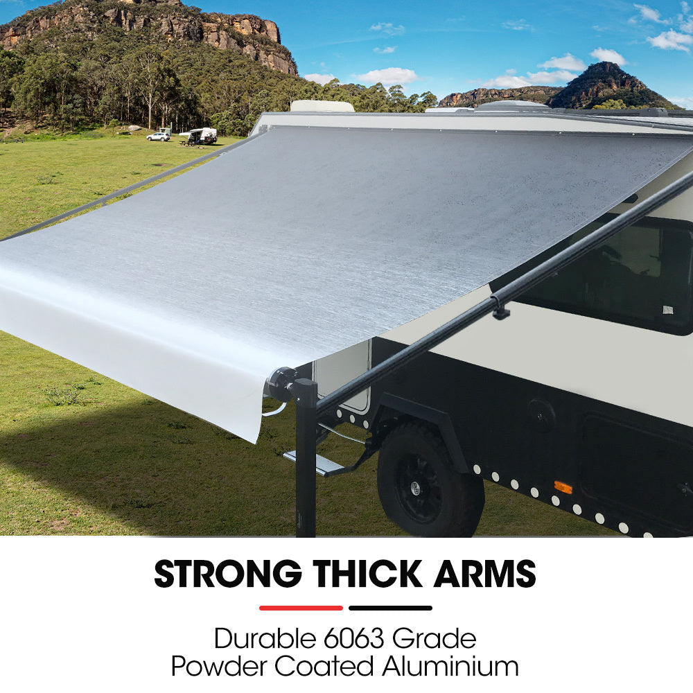 14m x 2.4m Retractable Caravan Awning, Durable Vinyl & Aluminium Frame