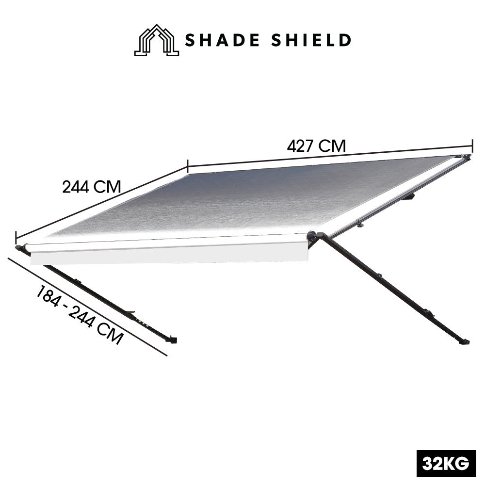 14m x 2.4m Retractable Caravan Awning, Durable Vinyl & Aluminium Frame