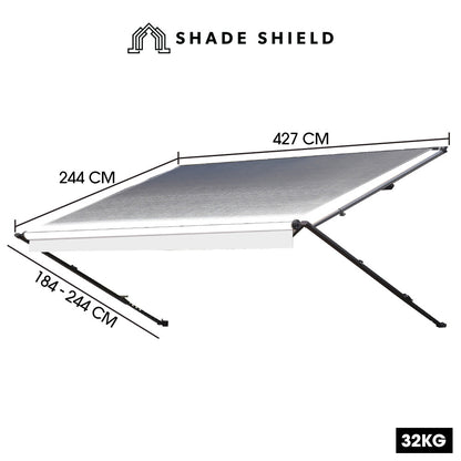14m x 2.4m Retractable Caravan Awning, Durable Vinyl & Aluminium Frame