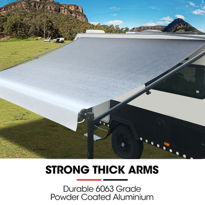 15m x 2.4m Retractable Caravan Awning, Vinyl with Aluminium Frame