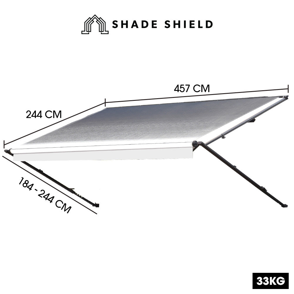 15m x 2.4m Retractable Caravan Awning, Vinyl with Aluminium Frame