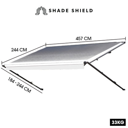 15m x 2.4m Retractable Caravan Awning, Vinyl with Aluminium Frame
