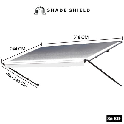 17m x 2.4m Caravan Awning, Aluminum, Vinyl, Manual, for RV/Trailer/Truck