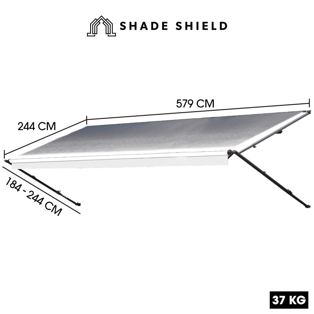 19ft x 8ft Retractable Caravan Awning with Aluminium Frame for Versatile Use