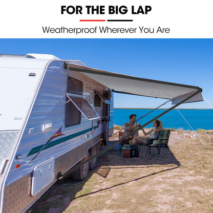 20m x 2.4m Retractable Caravan Awning, Durable Vinyl & Aluminium Frame