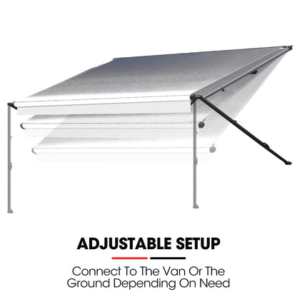 20m x 2.4m Retractable Caravan Awning, Durable Vinyl & Aluminium Frame
