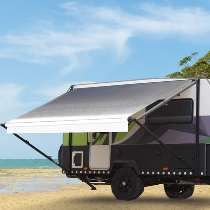 20m x 2.4m Retractable Caravan Awning, Durable Vinyl & Aluminium Frame