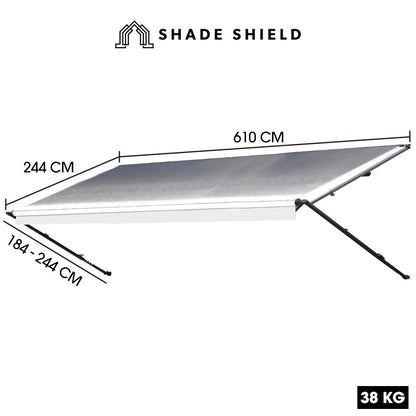 20m x 2.4m Retractable Caravan Awning, Durable Vinyl & Aluminium Frame