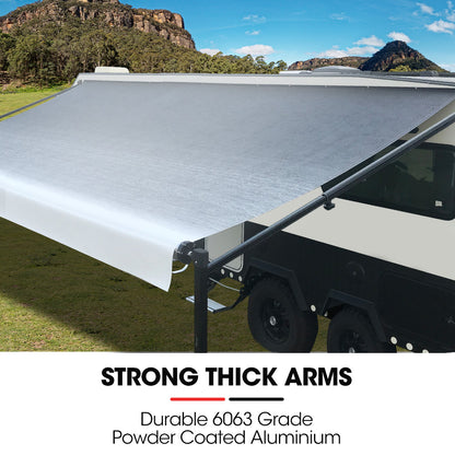20m x 2.4m Retractable Caravan Awning, Durable Vinyl & Aluminium Frame