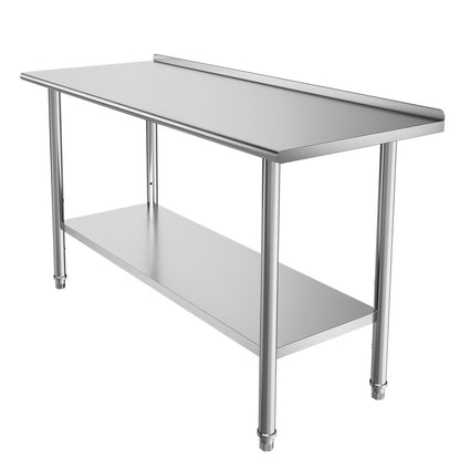VEVOR stainless steel work table 61 x 152 cm with adjustable undershelf