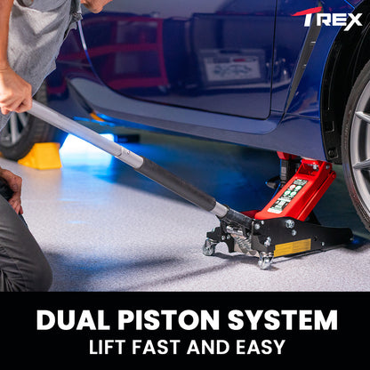 1.2 Tonne Low-Profile Hydraulic Floor Jack, Dual Pump, Quick Release Handle