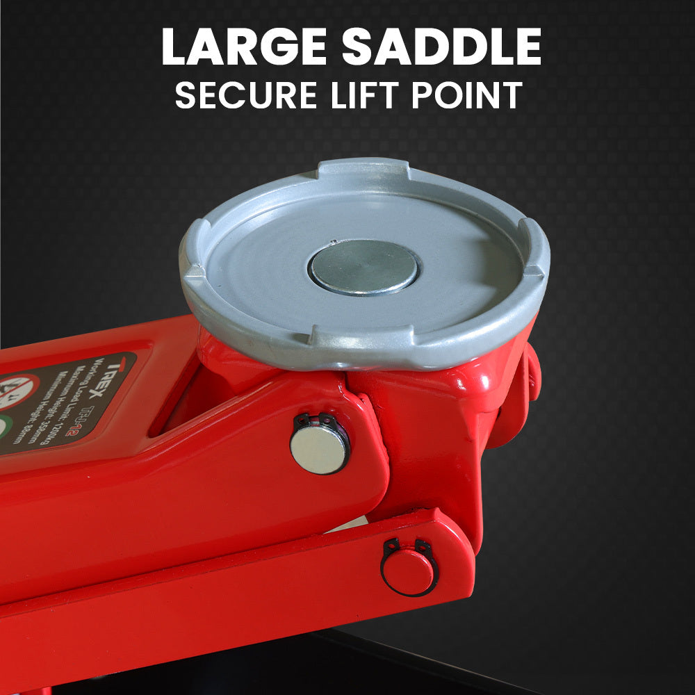 1.2 Tonne Low-Profile Hydraulic Floor Jack, Dual Pump, Quick Release Handle