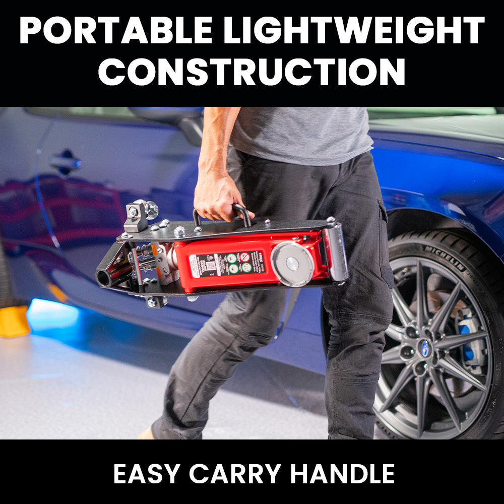 1.2 Tonne Low-Profile Hydraulic Floor Jack, Dual Pump, Quick Release Handle