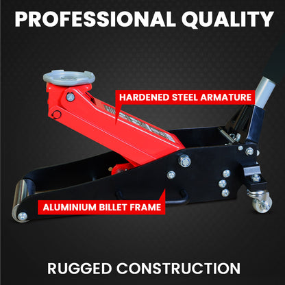 1.2 Tonne Low-Profile Hydraulic Floor Jack, Dual Pump, Quick Release Handle