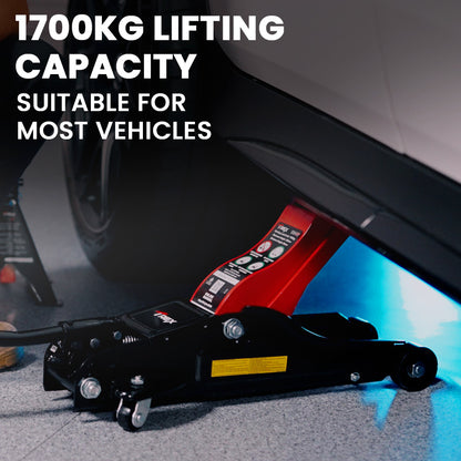 Hydraulic Trolley Floor Jack 1.7 Ton, Low Profile, Quick Release Handle