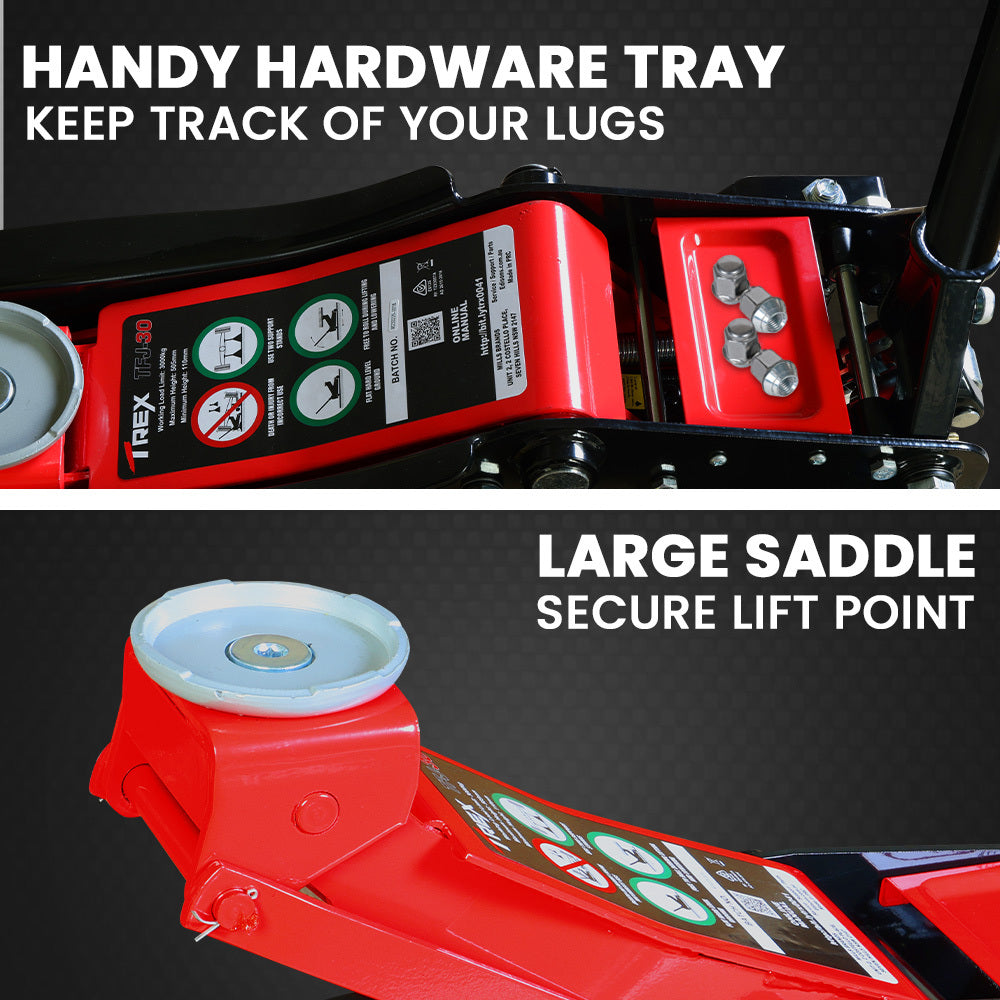 3,000 kg Hydraulic Trolley Jack - Dual Pump, 0.11 to 0.51 m Lift Range