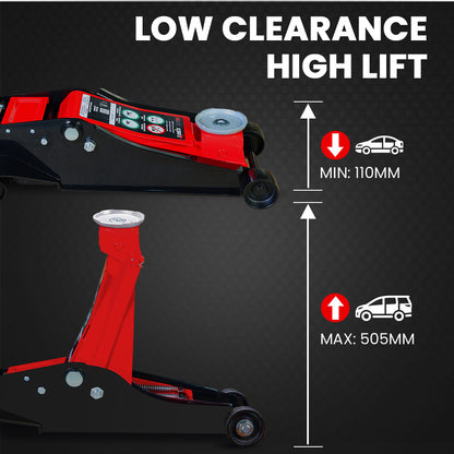 3,000 kg Hydraulic Trolley Jack - Dual Pump, 0.11 to 0.51 m Lift Range