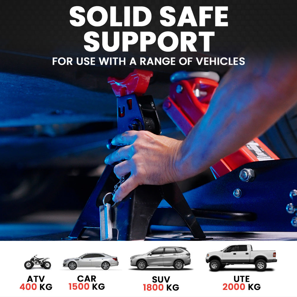 2-Piece 2000kg Car Jack Stands with Adjustable Heights and Safety Locks