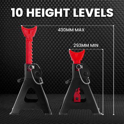 2-Piece 2000kg Car Jack Stands with Adjustable Heights and Safety Locks