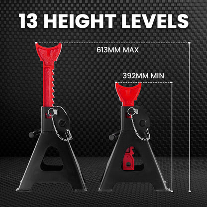 Heavy Duty 4000kg Automotive Jack Stands, Adjustable 0.39m-0.61m, 2 Pack
