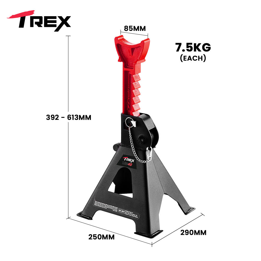Heavy Duty 4000kg Automotive Jack Stands, Adjustable 0.39m-0.61m, 2 Pack