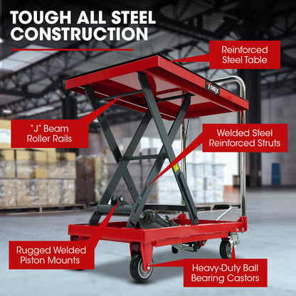 230kg Hydraulic Scissor Lift Trolley with Non-Skid Platform and Castor Locks