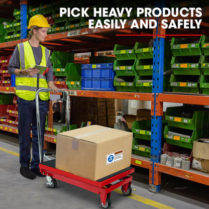230kg Hydraulic Scissor Lift Trolley with Non-Skid Platform and Castor Locks