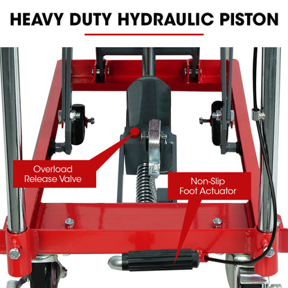 230kg Hydraulic Scissor Lift Trolley with Non-Skid Platform and Castor Locks
