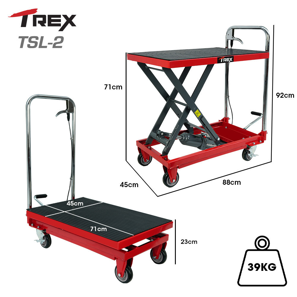 230kg Hydraulic Scissor Lift Trolley with Non-Skid Platform and Castor Locks