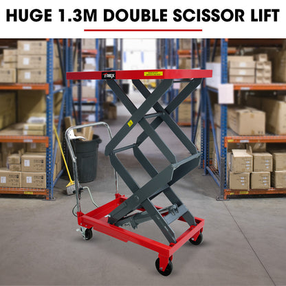 300kg Hydraulic Scissor Lift Trolley with 1.3m Max Platform Height, Heavy-Duty
