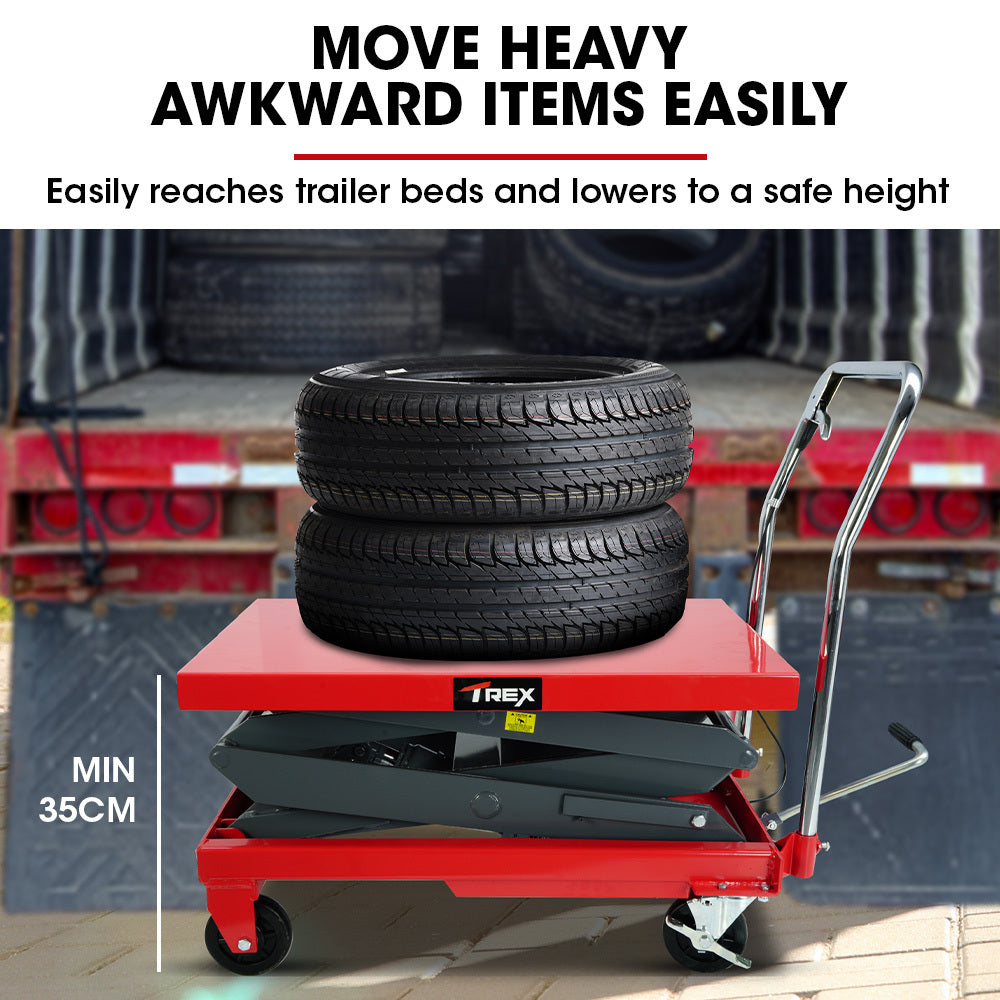 300kg Hydraulic Scissor Lift Trolley with 1.3m Max Platform Height, Heavy-Duty