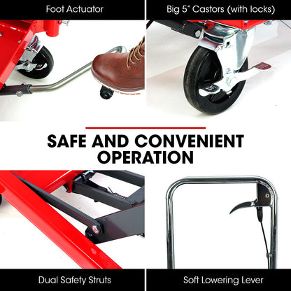 300kg Hydraulic Scissor Lift Trolley with 1.3m Max Platform Height, Heavy-Duty